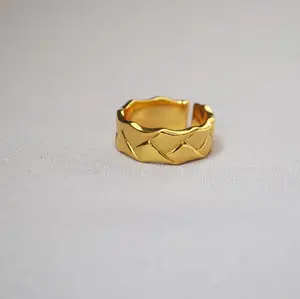 Rhombus Geometric 18K Gold Filled Ring Bands, Geometric Adjustable Ring