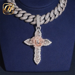 Pendentif Croix Hip Hop Iced Out CHOYUE en Or Véritable 10K 14K avec Diamants de Laboratoire, Bijoux Hip Hop Tendance - Product Image 1