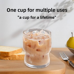 Verre à café monocouche transparent, résistant aux hautes températures, écologique, <span class=keywords><strong>sans</strong></span> poignée ni couvercle, texture martelée, luxe léger - Product Image 3