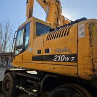 Excavatrice sur pneus d'occasion de haute qualité, modèle Hyundai210W-7 d'origine Corée du Sud, machine de terrassement d'occasion à vendre avec certification CE