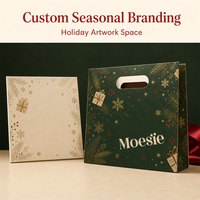 Sac cadeau de Noël vert pin profond, sac de courses en papier avec poignée ovale découpée, imprimé doré de Noël pour vêtements et chaussures, vente en gros