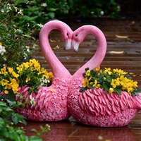 Pot de fleurs en résine rose flamant rose, jardinière animale mignonne, fait main, marque LEADER, pour plantes succulentes, petites plantes, décoration de jardin extérieur, ornement