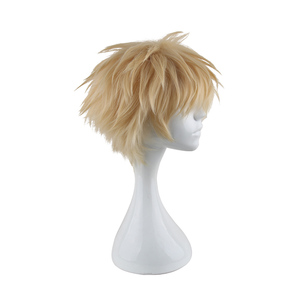 Peluca de Cosplay de Anime Haikyuu Tsukishima Kei, Cabello Sintético Corto y Despeinado Rubio <span class=keywords><strong>en</strong></span> Capas con Flequillo, Resistente al Calor <span class=keywords><strong>para</strong></span> Fiestas de Disfraces - Product Image 2