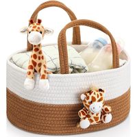 Panier de rangement ovale multifonctionnel en corde de coton, simplicité moderne, écologique, avec poignée pour le rangement des bébés et des enfants