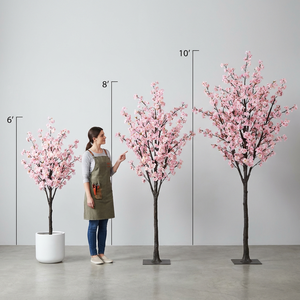 Arbre artificiel de <span class=keywords><strong>cerisier</strong></span> réaliste de luxe de 2,4 m, grand arbre floral <span class=keywords><strong>en</strong></span> soie rose/blanc avec tronc <span class=keywords><strong>en</strong></span> bois naturel pour décoration de mariage - Product Image 5