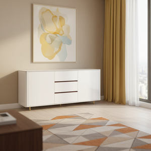 Cassettiera per Arredamento Casa, Struttura in MDF Ecologico, Design Moderno, Mobile Bianco per Soggiorno - Product Image 1