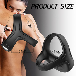 Anillo Vibrador para Pene, 10 Frecuencias, Doble Bucle, Silicona, Retrasa <span class=keywords><strong>la</strong></span> Eyaculación, Carga Magnética, Resistente al Agua IPX6, Juguete Sexual para Hombres Adultos - Product Image 1