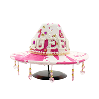Chapeaux de cow-boy roses à imprimé vache, ornés de perles et de strass en forme de cœur, pour enterrement de vie de jeune fille, vente en gros pour femmes