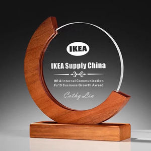 लकड़ी के आधार पुरस्कार के साथ खाली 2026 स्पष्ट राउंड क्रिस्टल ट्रॉफी कंपनी स्मृति चिन्ह उपहार - Product Image 1