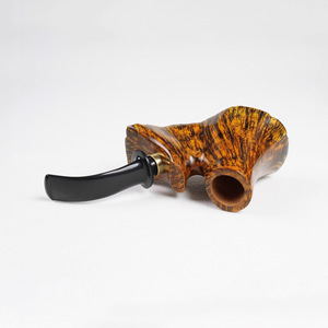 Muxiang Briar Wood Tobacco Pipe With Copper Ring Burl Finish For Men Traditional Smoking Accessory - Product Image 3