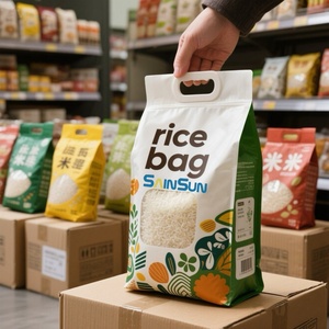 Sac à riz laminé de qualité supérieure |   Pochette en plastique personnalisée avec poignée pour 5 kg de riz - Product Image 1