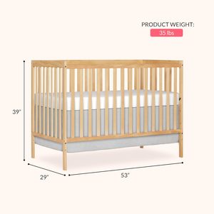Lit bébé convertible 5-en-1 Dream Me Synergy, taille standard, transformable en lit d'appoint pour tout-petit, couleur naturelle, pour matelas Gold BSA 3 - Product Image 3