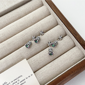 S925 Sterling <b>Silver</b> Crown <b>Stud</b> Earrings Gradient Zircon Minimalist Design Everyday Wear Jewelry - Product Image 1