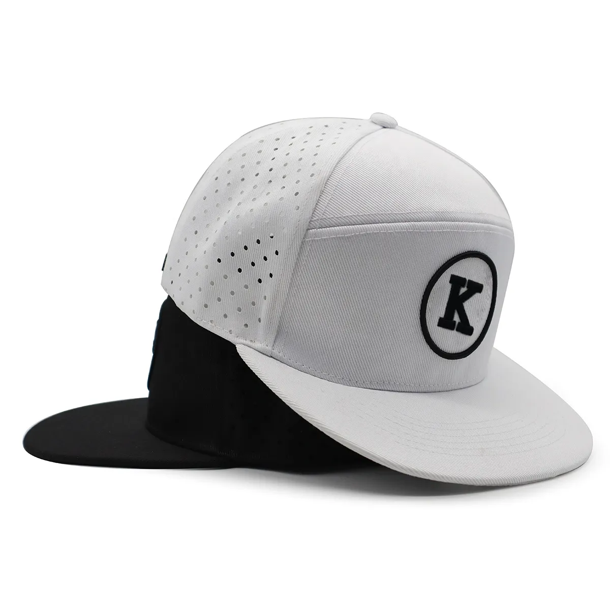 custom rubber patch embroidery logo performance golf drilling laser holes luxury perforated snapback gorra hats caps with hole