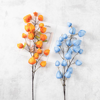 Fleurs artificielles en soie aux couleurs d'automne, style lanterne, branche unique, plantes vertes pour arrangements floraux sur table de présentation de salon de thé au lait