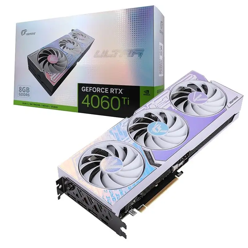 iGame GeForce RTX 4060 Ti Ultra W OC ملونة ألعاب الكمبيوتر 8 جيجا بطاقة رسومات rtx4060 8g فيديو 4060ti معالج بيانات نفيديا 8 جيجا rtx 4060