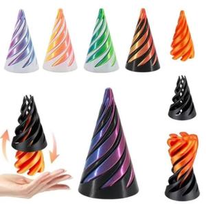 Jouet original et originaliste imprimé en 3D, jouet anti-stress 2-en-1 en forme de cône spiralé rotatif - Product Image 1