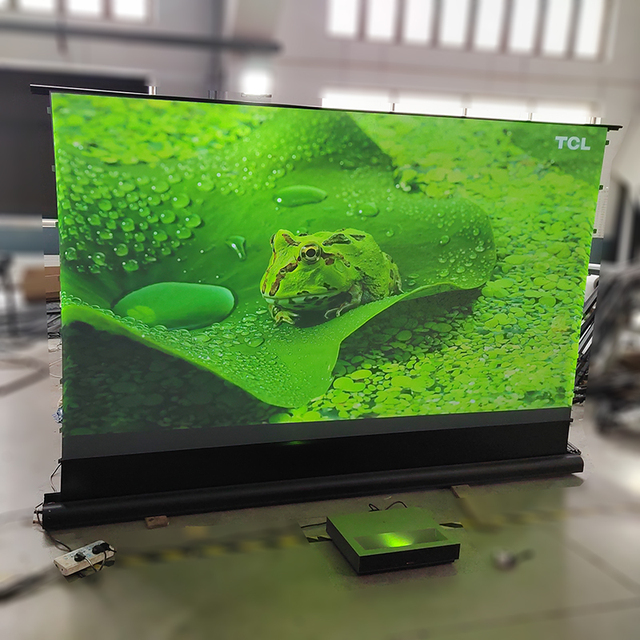 Large Size Projector Screens ALR 120 Inch Electric Floor Rising Screen 4K Black Diamond Technology Motorized Screen