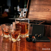 Ensemble de carafe à whisky de luxe en verre, kit cadeau avec pierres à whisky, sous-verre, pinces et verres en cristal pour whisky, bourbon, brandy