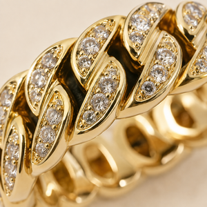 Anello con Catena Cubana e Zirconi per Uomo, Gioiello da Dito alla Moda e Trendy - Product Image 4