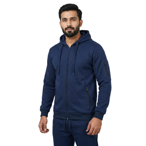 Conjunto Deportivo Unisex de 2 Piezas con Cremallera y Logotipo Personalizado, Color Sólido, Transpirable, Cómodo, 100% Algodón, Estilo Urbano - Product Image 1