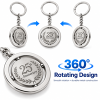 Porte-clés rotatif en métal personnalisé avec logo gravé pour anniversaire d'entreprise, cadeau promotionnel, cadeau à offrir