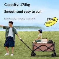 Chariot de courses pliable, chariot de pique-nique d'extérieur avec 4 roues, barre de traction, plateau métallique, capacité de charge de 150 kg, chariot de camping