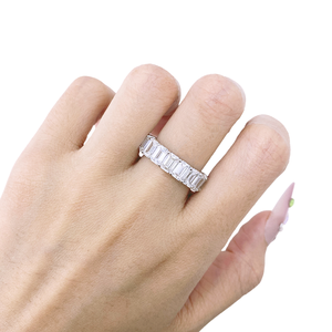 <span class=keywords><strong>Anello</strong></span> di Lusso in Oro 14K con Diamanti <span class=keywords><strong>Taglio</strong></span> <span class=keywords><strong>Smeraldo</strong></span> e Pietre Completamente Pavé per Uso Quotidiano, Feste, Matrimoni, Regalo di Gioielleria - Product Image 5