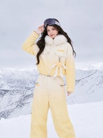 Combinaison de ski dégradé jaune-blanc pour femmes adultes, modèle 2026, extérieur, super stylée, coupe-vent, imperméable, 100 % polyester, neige