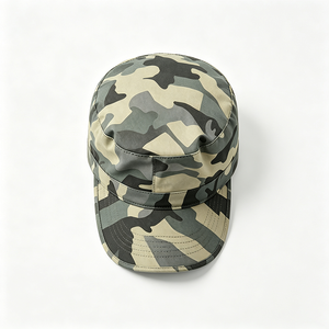 Casquette de cadet unisexe de luxe en toile de coton camouflage avec logo personnalisé - Casquette plate pour patrouille en extérieur, camping, chasse et travail - Product Image 6