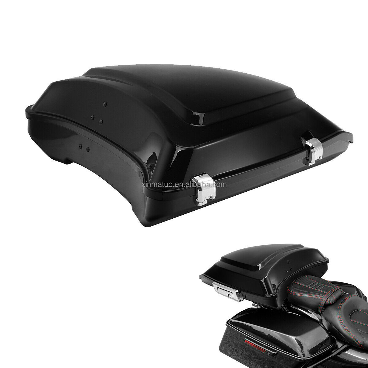 Black Razor Pack Trunk W/ Chrome Latch Fit for Harley Tour Pak