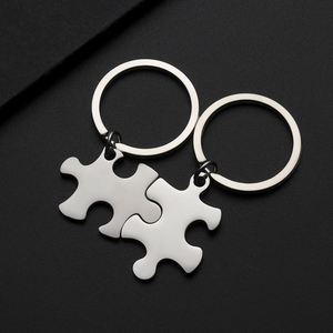 Llavero Personalizado de Acero Inoxidable con Forma de Rompecabezas, Grabado con Logotipo, Placa de Identificación para Perros, Llavero Sublimable con Mosquetón - Product Image 3