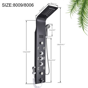 Panneau de <span class=keywords><strong>douche</strong></span> mural en acier inoxydable noir avec cascade, colonne de <span class=keywords><strong>douche</strong></span> avec jets, panneaux de <span class=keywords><strong>douche</strong></span> LED, Panel De Ducha - Product Image 5