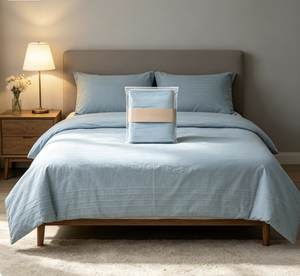 Jarapa Home 'Made Love' Manta de Verano Multiusos para Sofá, Diseño a Cuadros Blanco, Tejido Duradero de Poliéster/Algodón, Hecho a Mano en China (Azul) - Product Image 4
