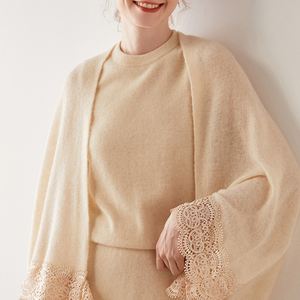 Nuova moda donna lunga sciarpa di lana 100% Cashmere pizzo Poncho donna maglia in pizzo Cashmere sciarpa scialle personalizzato Mongolia adulto inverno - Product Image 6