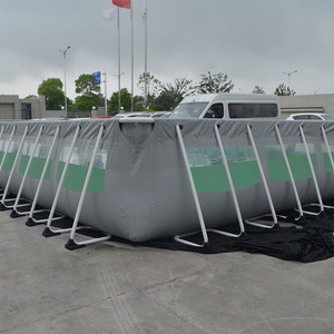 Piscina de marco de metal de tamaño pequeño rectangular transparente portátil - Product Image 2