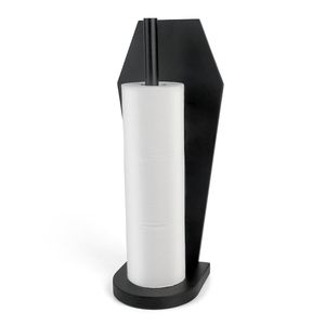 Portarrollos de papel higiénico estilo ataúd gótico, diseño de madera independiente en color negro para baño - Product Image 1