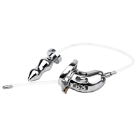 Cage de chasteté en métal FRRK avec plug anal GS001 Cage à bite en acier inoxydable Pee BDSM Anneaux de pénis Verrouillage urétral coq Flirter Sex Toy