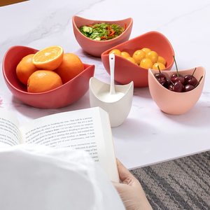 Lot de <span class=keywords><strong>5</strong></span> bols de service en porcelaine en forme de <span class=keywords><strong>Lotus</strong></span> bols à pâtes bols à angles uniques pour salade, riz idéal pour la maison - Product Image 3