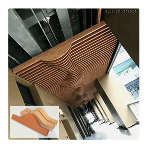 Pannelli per Controsoffitto in Alluminio 3D Ondulato Effetto Legno per Decorazione Corridoi Esterni Design Controsoffitto a Doghe Metalliche - Product Image 1