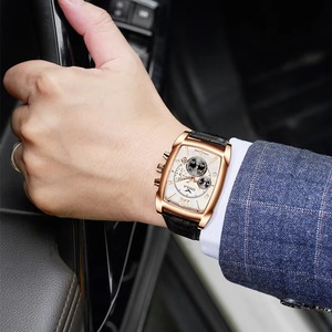 Montre pour homme de qualité supérieure, design carré, marque ONOLA, multifonctionnelle, quartz, cuir, étanche, ON6818 - Product Image 6