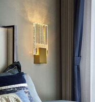 Lampe murale LED moderne et simple en acier inoxydable et cuivre avec cristaux, 6W, pour salon, chambre à coucher, chevet