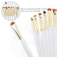 URKUNET - Pinceaux de Maquillage Fins Angulés pour Teinture, Logo Personnalisé Marque Privée, Pinceau Plat pour Sourcils, Eyeliner, Anti-cernes et Teinture de Sourcils