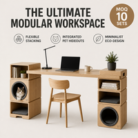 Bureau d'angle en bois avec rangement, écologique, pour le bureau à domicile, design double usage pour les humains et les animaux