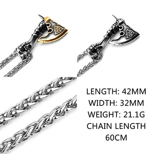 MECYLIFE-colgante de acero inoxidable con diseño escandinavo para hombre, collar con diseño de hacha de batalla vikinga - Product Image 3