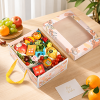 Boîte d'emballage personnalisée pour fruits frais, boîte en carton ondulé haut de gamme avec fenêtre, boîte cadeau pour oranges, raisins, myrtilles