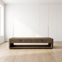 Table basse rectangulaire en bois massif de style européen luxueux, design moderne Wabi-Sabi, avec tiroirs, garantie de 3 ans pour le salon
