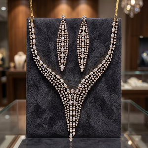 Luxury 2 Tone <b>Copper</b> Alloy Beaded <b>Chain</b> Butterfly Design Statement Necklace Set Asscher Cut Pearls for Wedding Women's Jewelry - Product Image 1