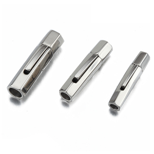 <span class=keywords><strong>Plata</strong></span> Acero inoxidable Hexagonal columna magnético cierres ganchos encaja 3/4/5mm redondo Cordón <span class=keywords><strong>de</strong></span> cuero pulseras final cierres - Product Image 3