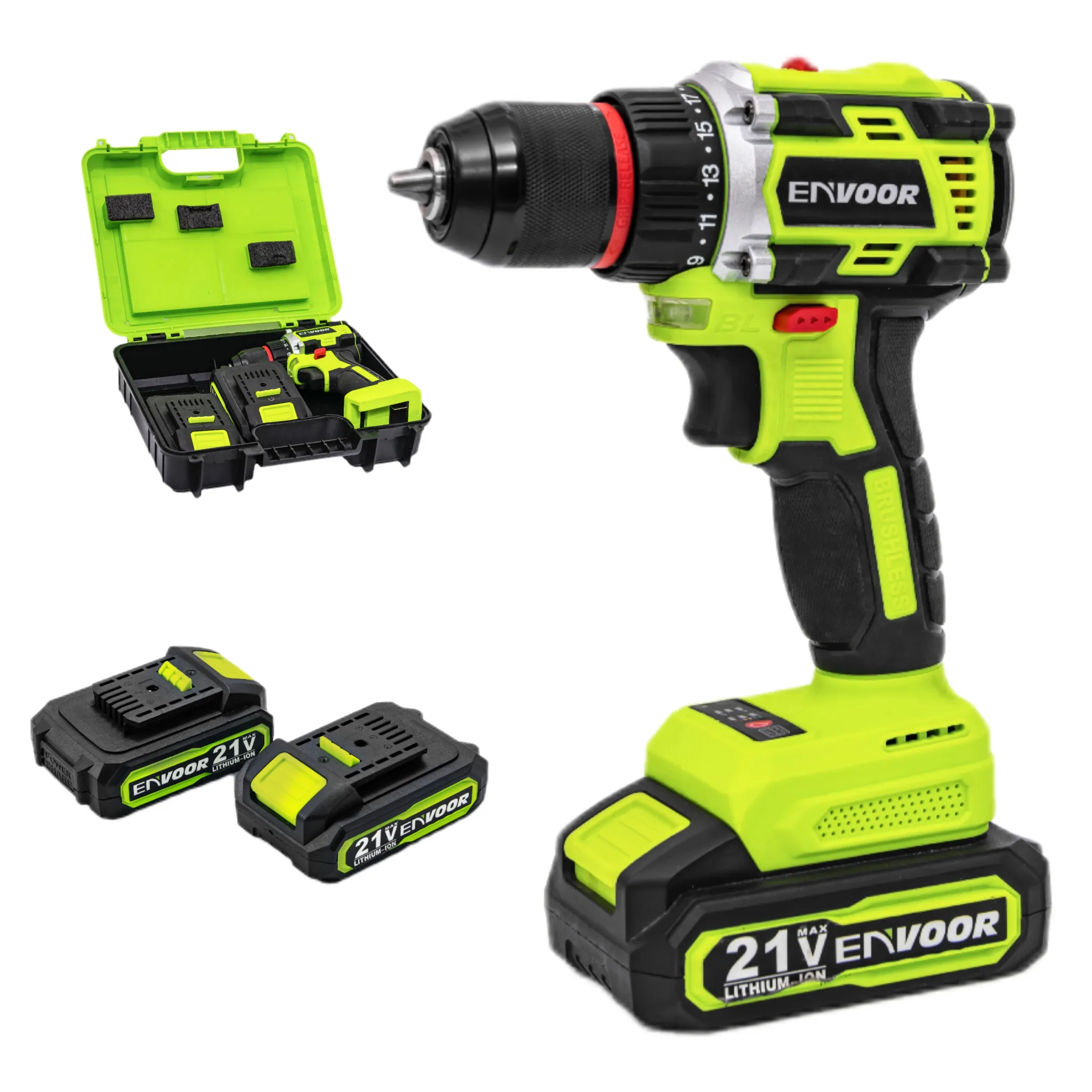 Wireless Screwdriver Drill 21V Lithium Driver Power Battery Cordless Drill Brushless